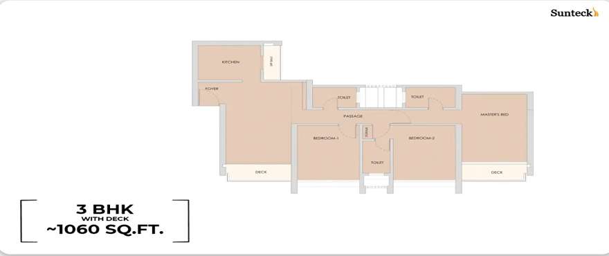 3 BHK Floor Plan Sunteck Belvedere Park Mira Road, Mumbai