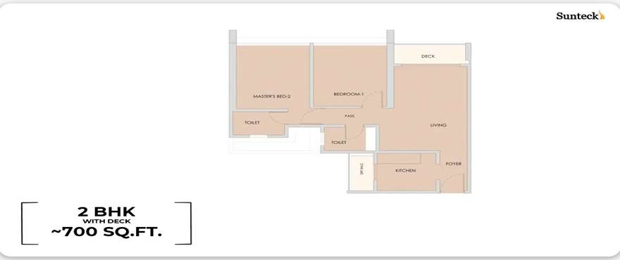 2 BHK Floor Plan Sunteck Belvedere Park Mira Road, Mumbai
