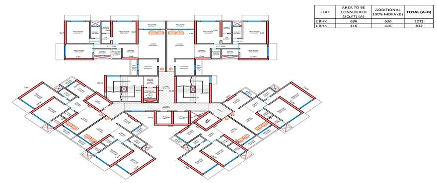 DGS Sheetal Sky Floor Plan, 2 BHK Unit Plan, Layout